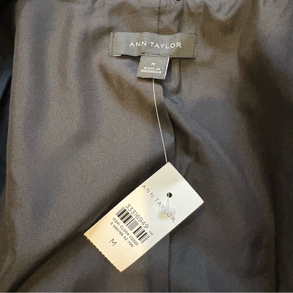 NWT, Ann Taylor Black Textured Fringe Trim Open Front Jacket, Sz M - Picture 14 of 15